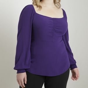 Eloquii Purple Top w/ Puff Sleeve